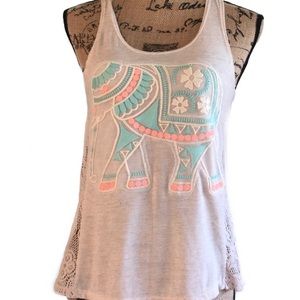 Bohemian Elephant embroidered Tank Top